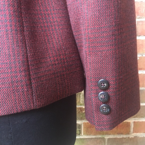 NWOT Red/Gray Wool Double Breasted Jacket Sz6P - Picture 5 of 8